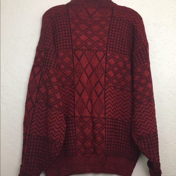 NWT 90s Vintage Red Black Pullover Sweater - Picture 2 of 5